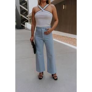 NEW SUNLAND 17 charli cropped wide leg pants in blue